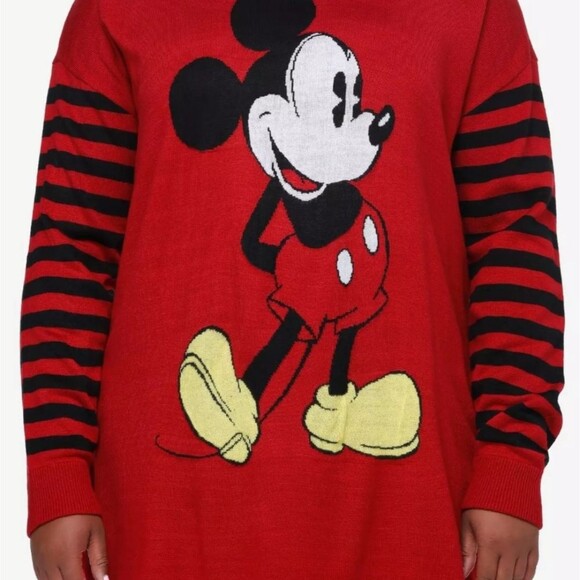 Disney Mickey Mouse Sweater Dress Sz 4X Red Striped Sleeves Plus Size Retro Y2K - Picture 14 of 15